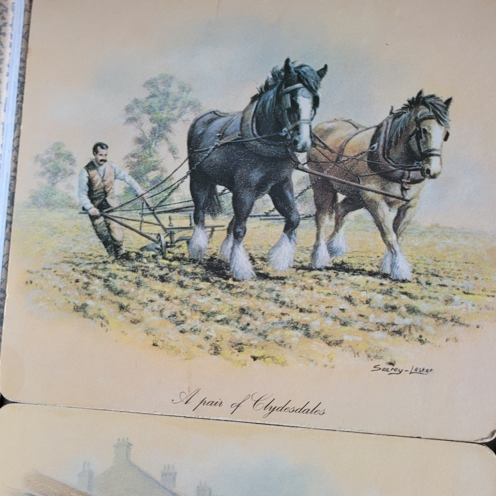 Vintage Seerey Lester Horse-Drawn Carriage Placemats Set Of 4 - Picture 2 of 7